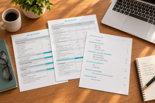 photo représentant les comptes annuels d'une entreprise : bilan actif et passif